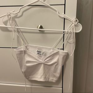 Princess Polly White tie strap cami crop tank top
